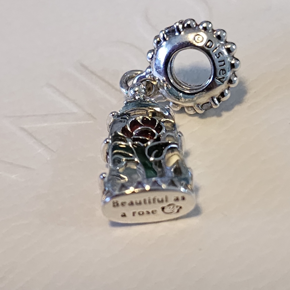 Pandora Disney Beauty and the Beast Enchanted Rose Dangle Charm - Picture 9 of 11
